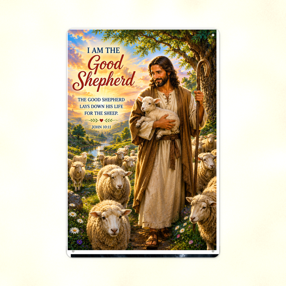 I Am The Good Shepherd - John 10:11, Christian Metal Sign 8x12 & 12x18 — Print detail