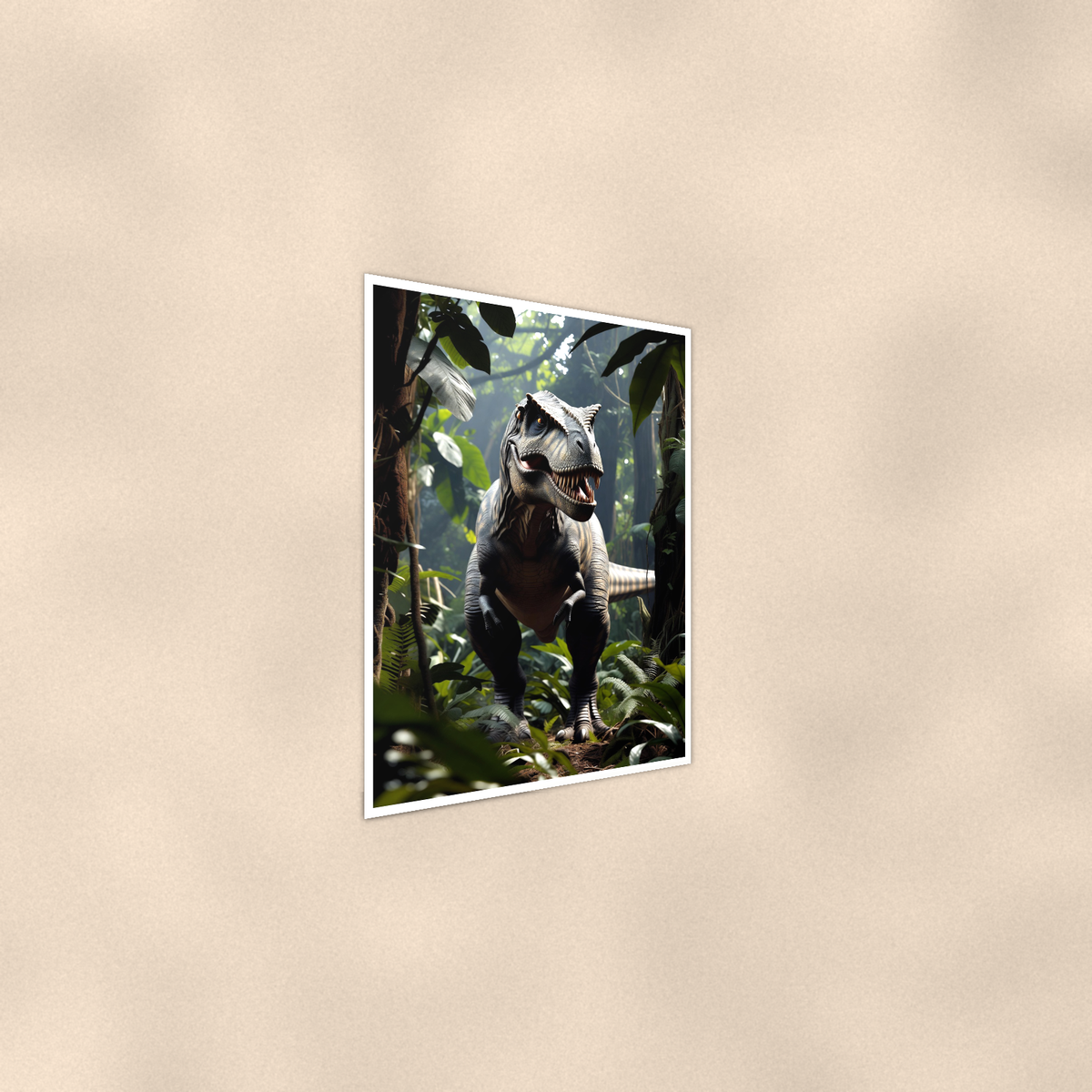 T-Rex Jungle Roar - Dinosaur Poster 16x24 & 24x36, Kids Room Wall Art — Alternate wall view