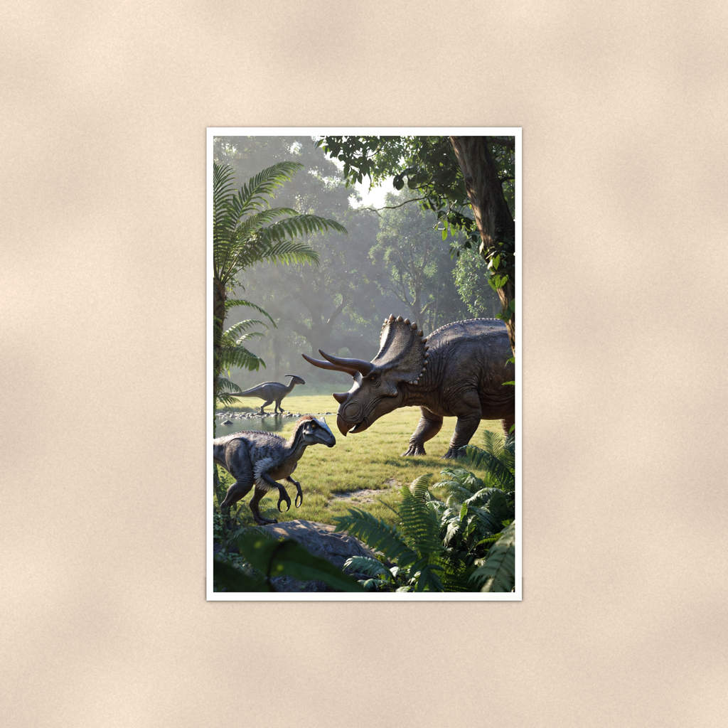 Triceratops Waterhole Scene - Dinosaur Poster 16x24 & 24x36 — Full product view