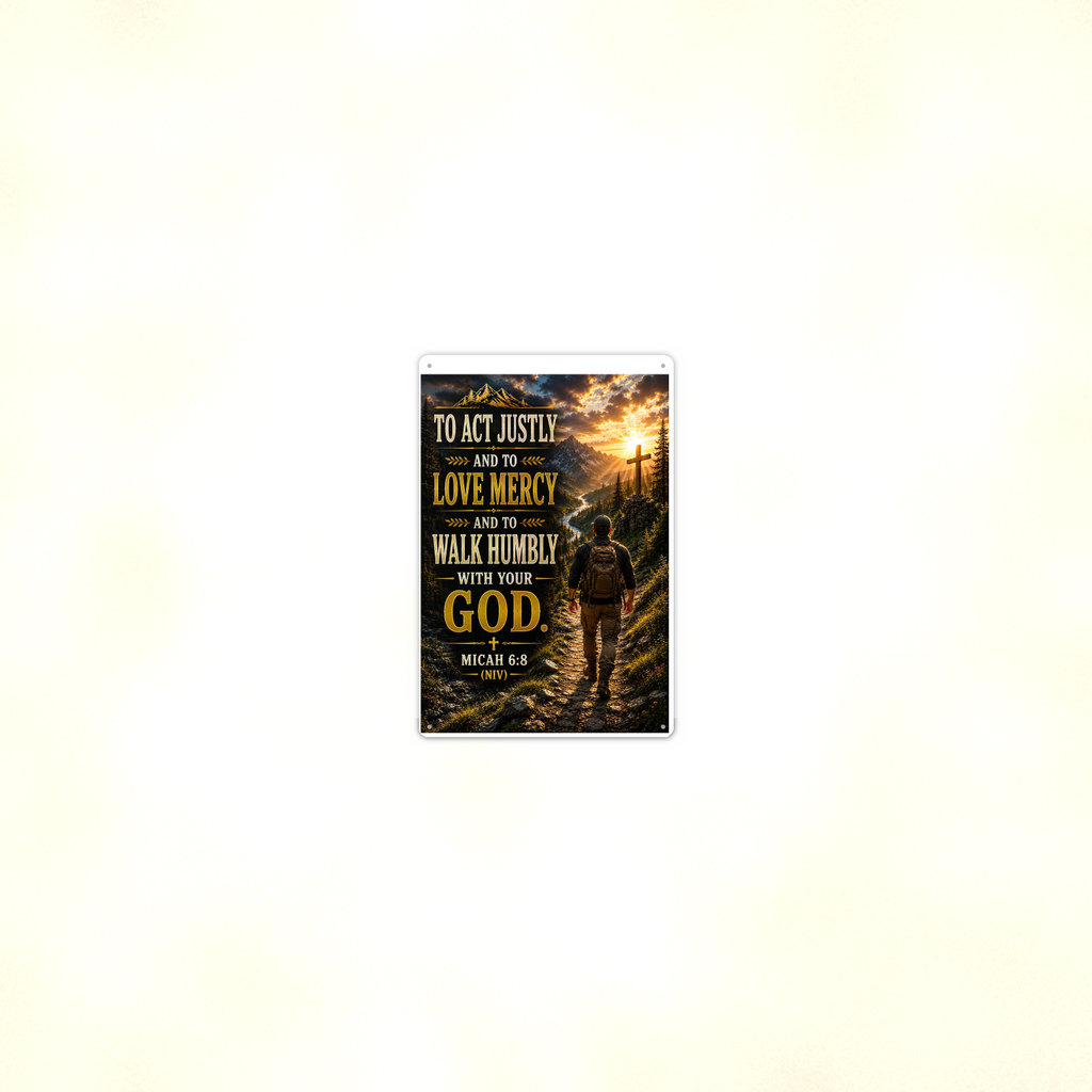 To Act Justly And Love Mercy - Micah 6:8, Christian Metal Sign 8x12 & 12x18 — Room display