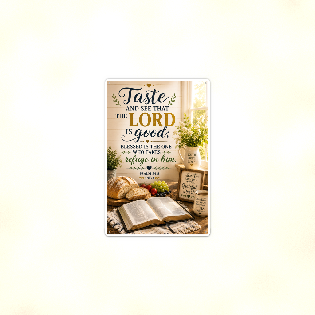 Taste And See That The Lord Is Good - Psalm 34:8, Christian Metal Sign 8x12 & 12x18 — Context view