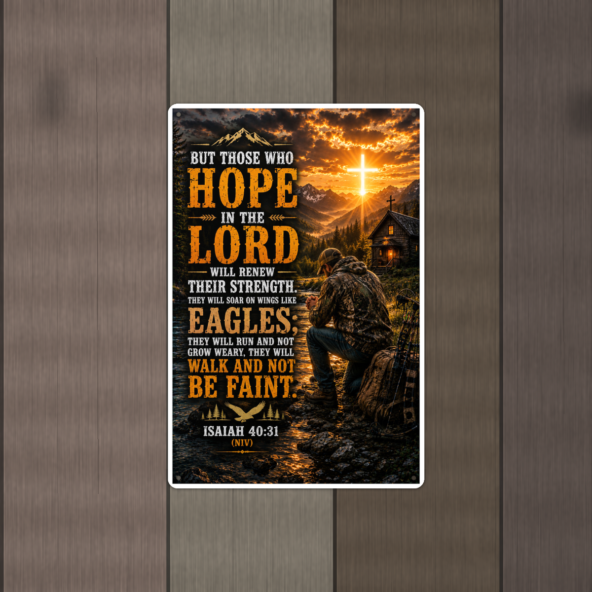 Hope In The Lord Will Renew Their Strength - Isaiah 40:31, Christian Metal Sign 8x12 & 12x18 — Alternate wall view