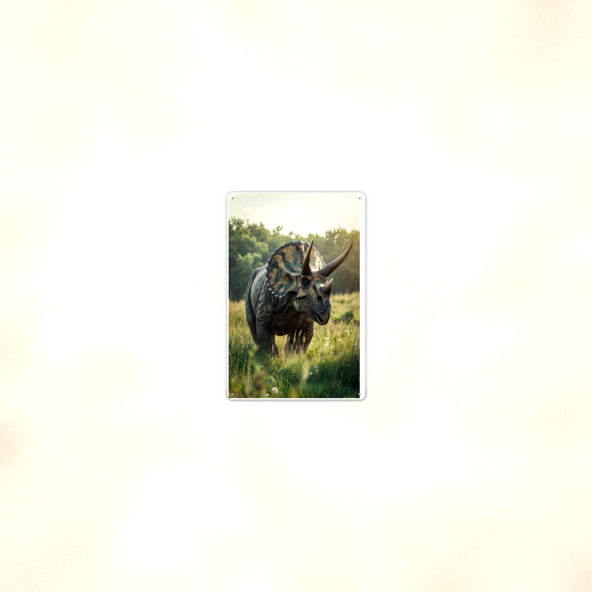Triceratops Meadow Scene - Dinosaur Metal Sign 8x12 & 12x18, Aluminum Decor — Room display