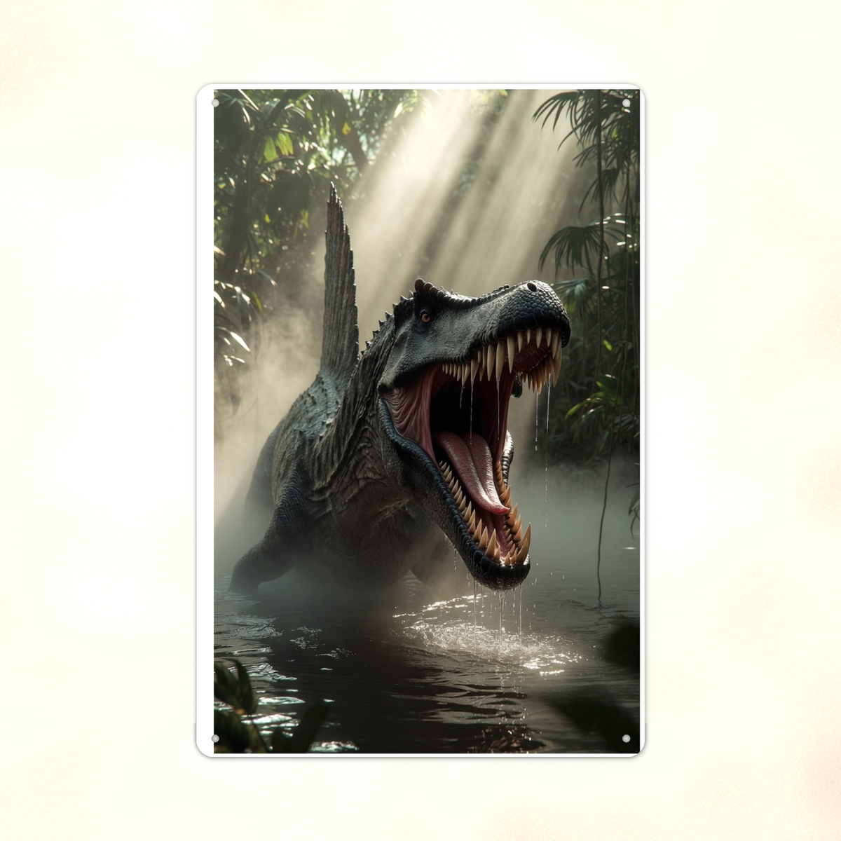 Spinosaurus Swamp Roar - Dinosaur Metal Sign 8x12 & 12x18, Aluminum Decor — Print detail