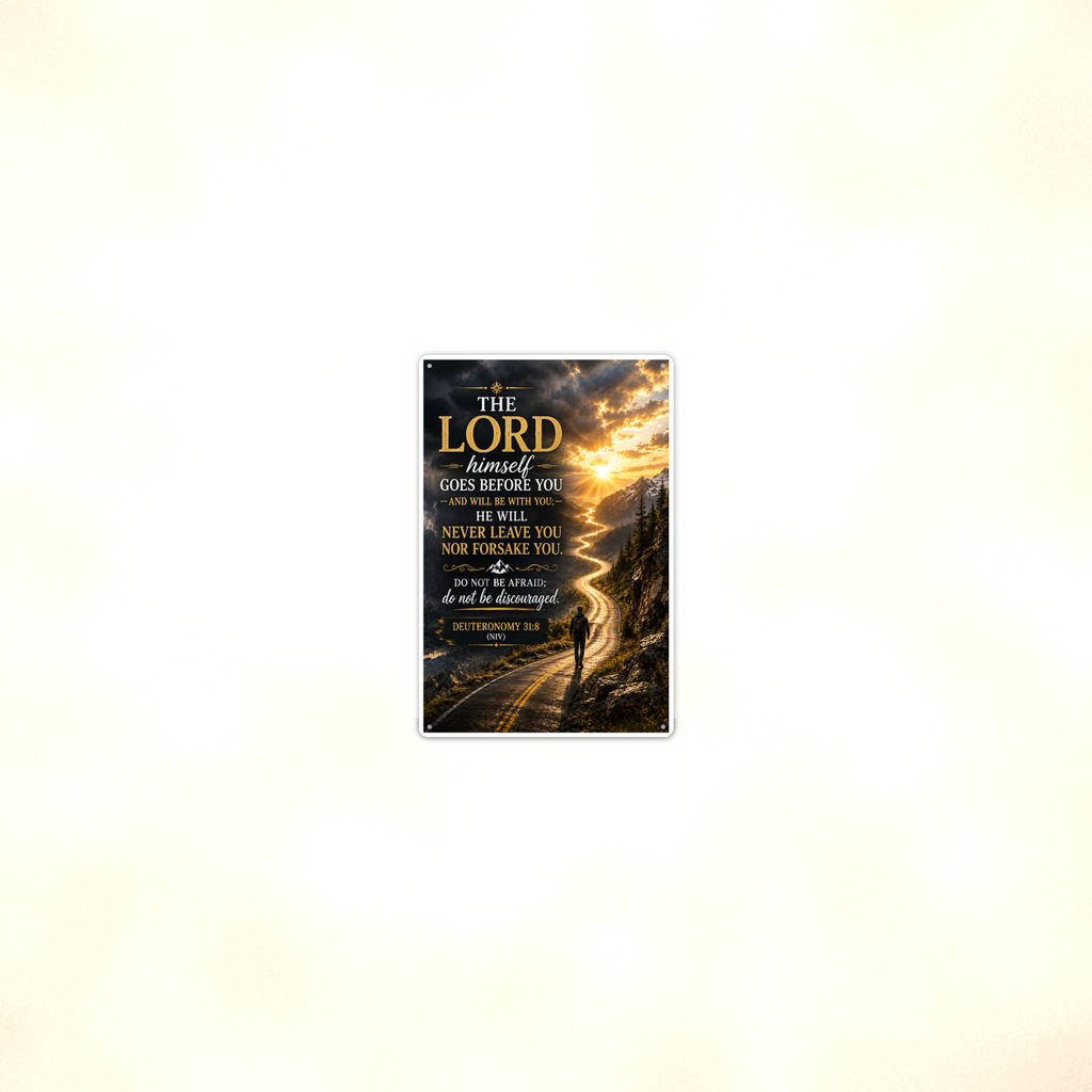 The Lord Himself Goes Before You - Deuteronomy 31:8, Christian Metal Sign 8x12 & 12x18 — Room display