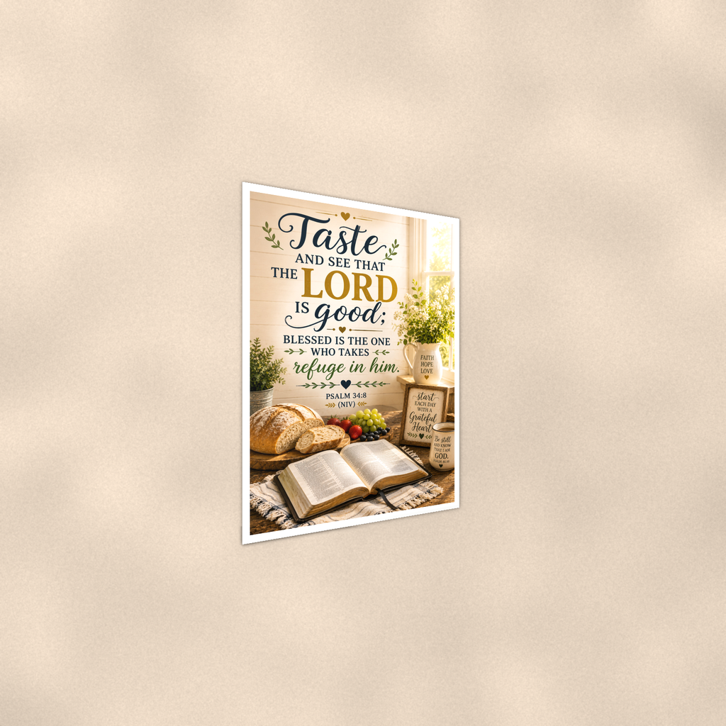 Taste And See That The Lord Is Good - Psalm 34:8, Christian Poster 16x24 & 24x36 — Alternate wall view