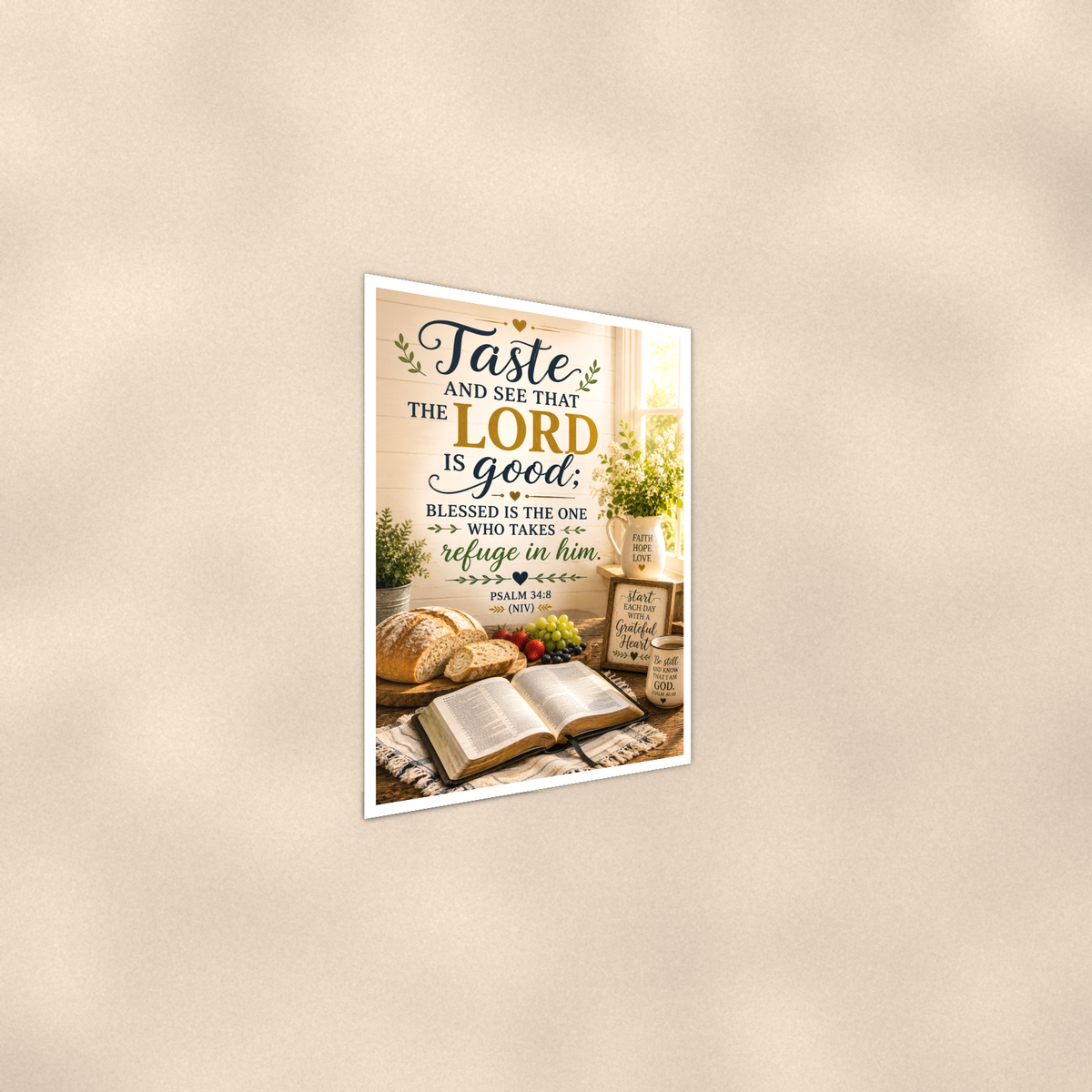 Taste And See That The Lord Is Good - Psalm 34:8, Christian Poster 16x24 & 24x36 — Alternate wall view
