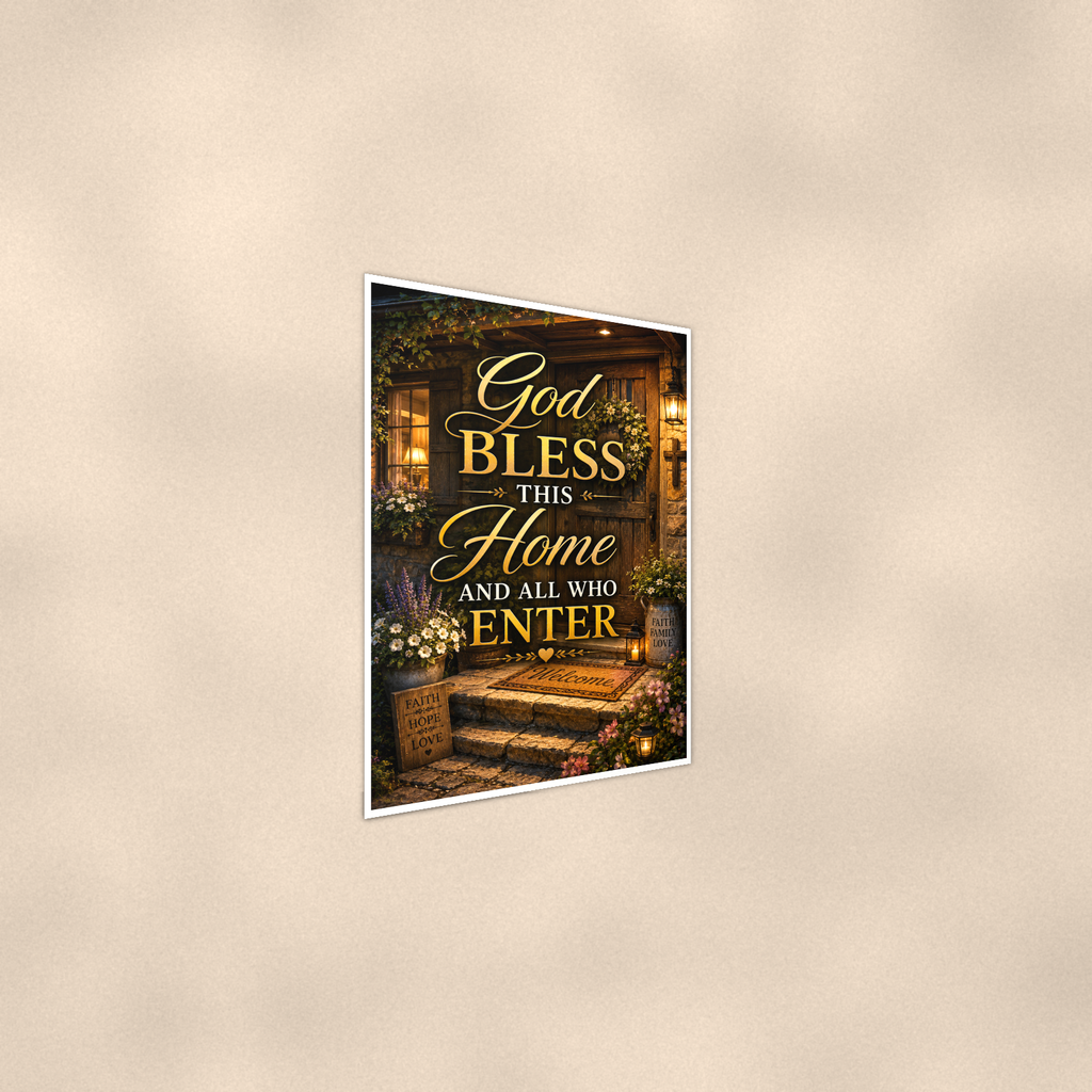 God Bless This Home And All Who Enter - Christian Poster 16x24 & 24x36 — Alternate wall view