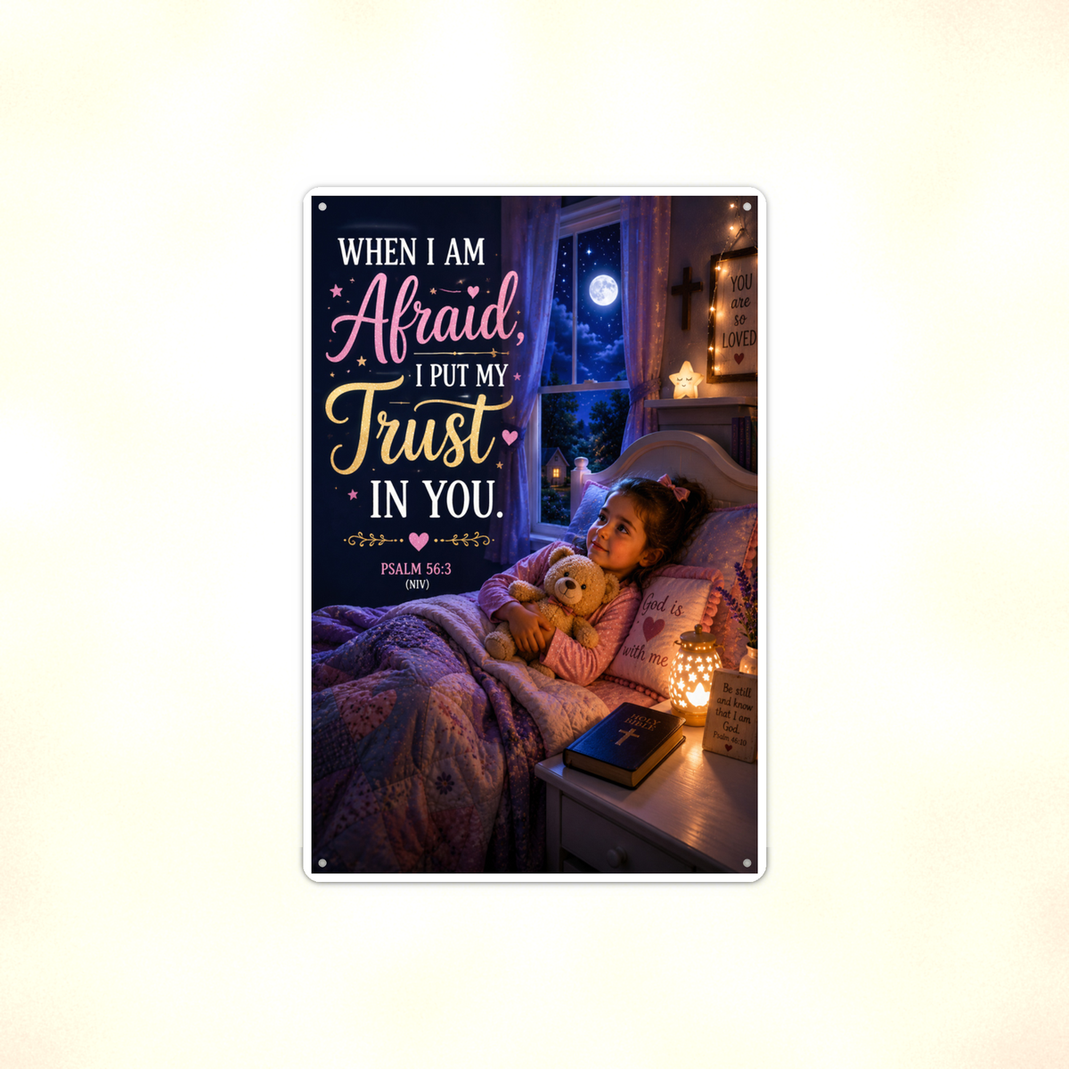 When Afraid, I Put My Trust In You - Psalm 56:3, Christian Metal Sign 8x12 & 12x18 — Full product view