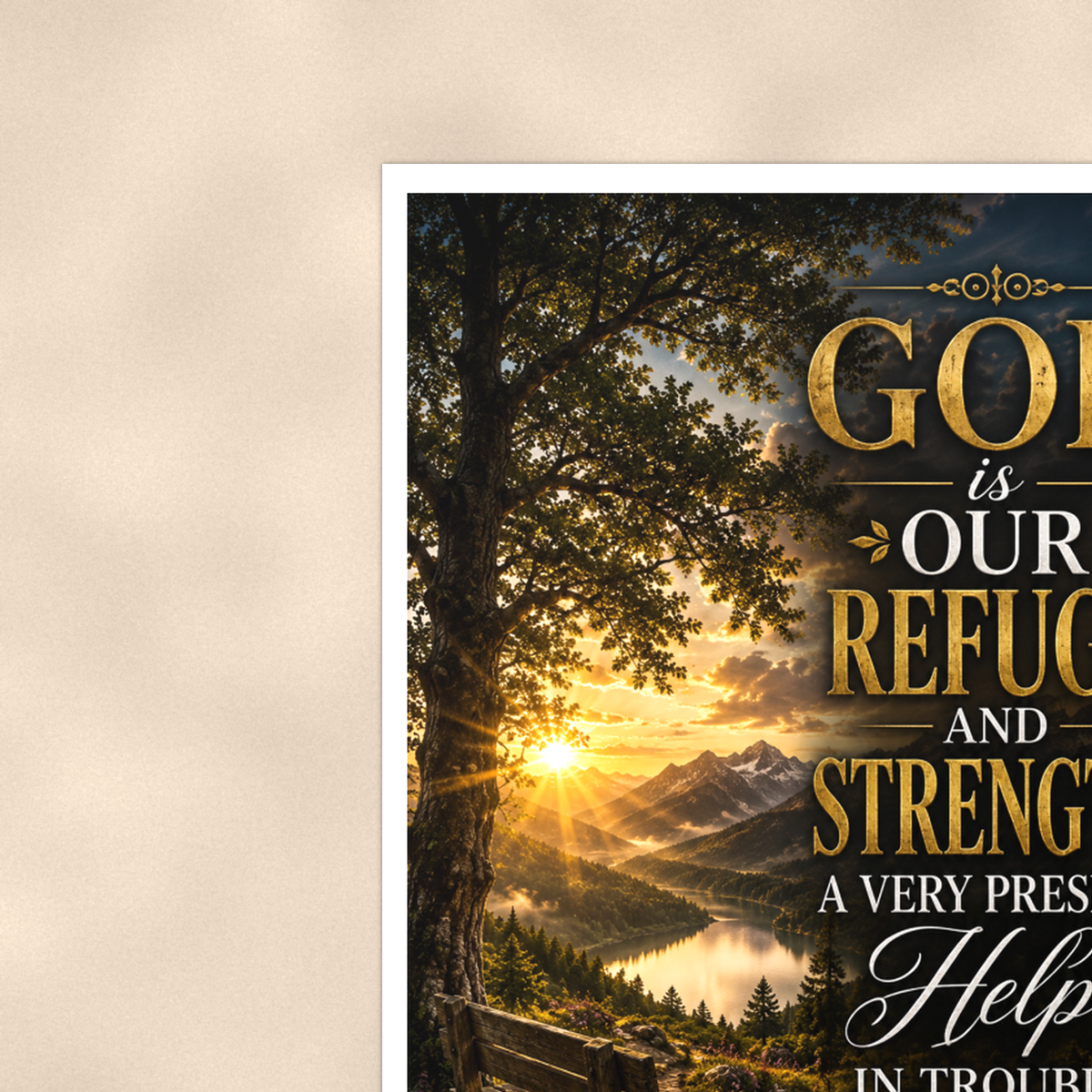 God Is Our Refuge And Strength - Psalm 46:1, Christian Poster 16x24 & 24x36 — Context view