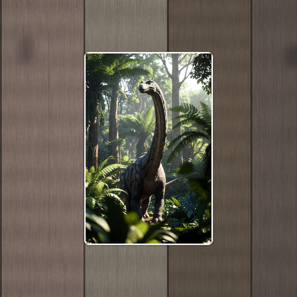 Long Neck Dinosaur Jungle Walk - Metal Sign 8x12 & 12x18, Aluminum Decor — Alternate wall view
