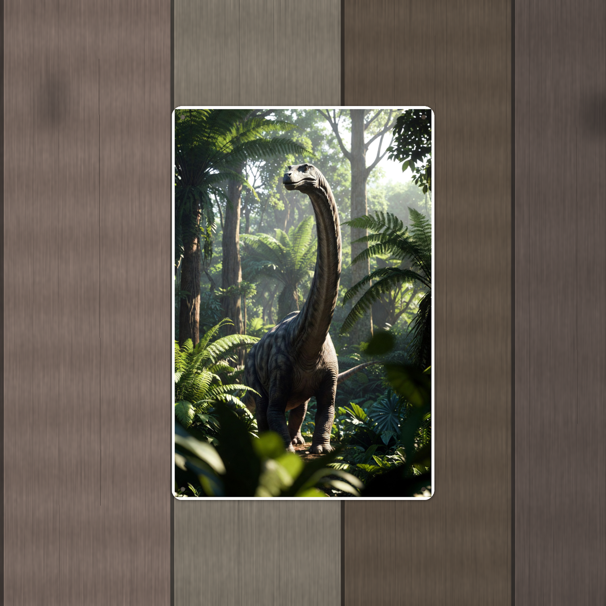 Long Neck Dinosaur Jungle Walk - Metal Sign 8x12 & 12x18, Aluminum Decor — Alternate wall view