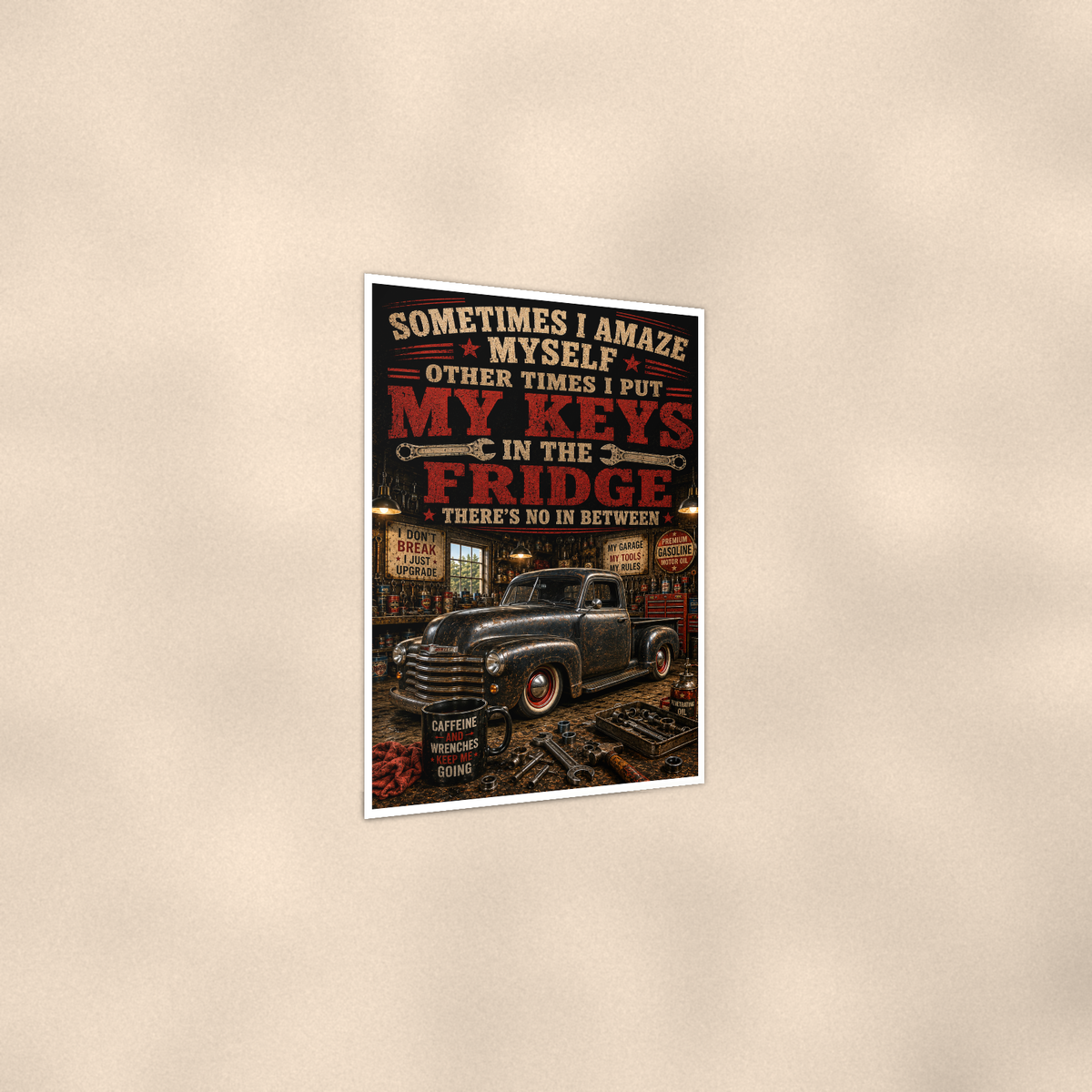 Sometimes I Amaze Myself - Keys In The Fridge, Funny Poster 16x24 & 24x36 — Print detail