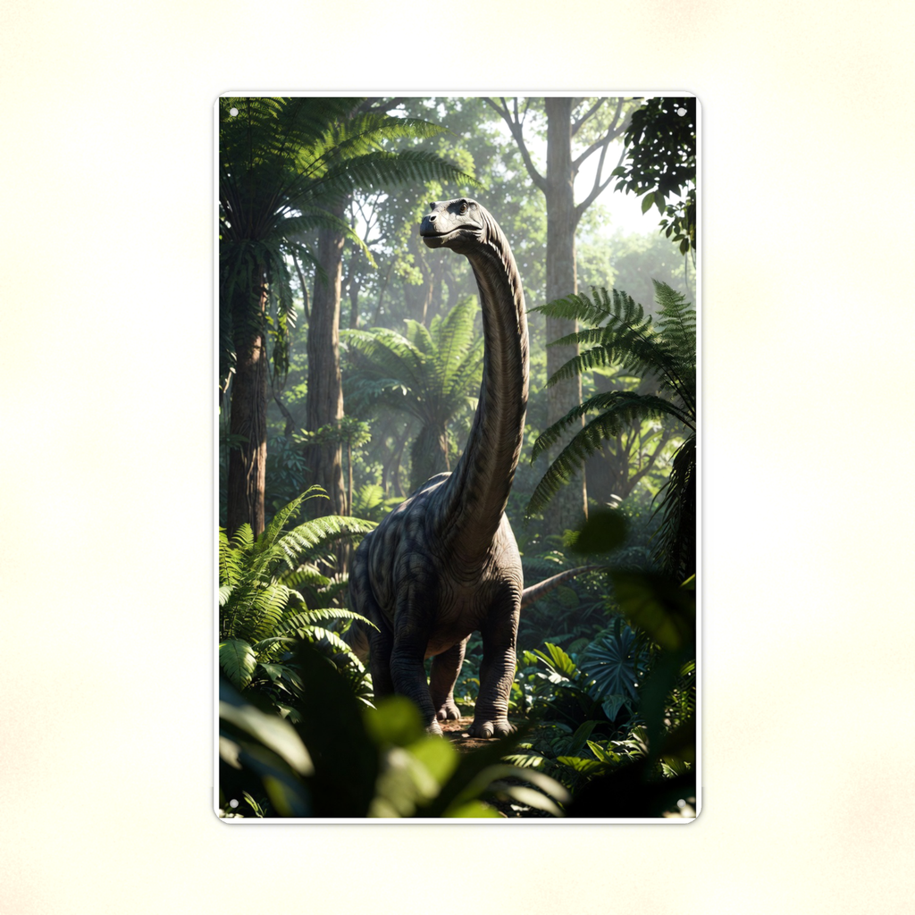 Long Neck Dinosaur Jungle Walk - Metal Sign 8x12 & 12x18, Aluminum Decor — Print detail