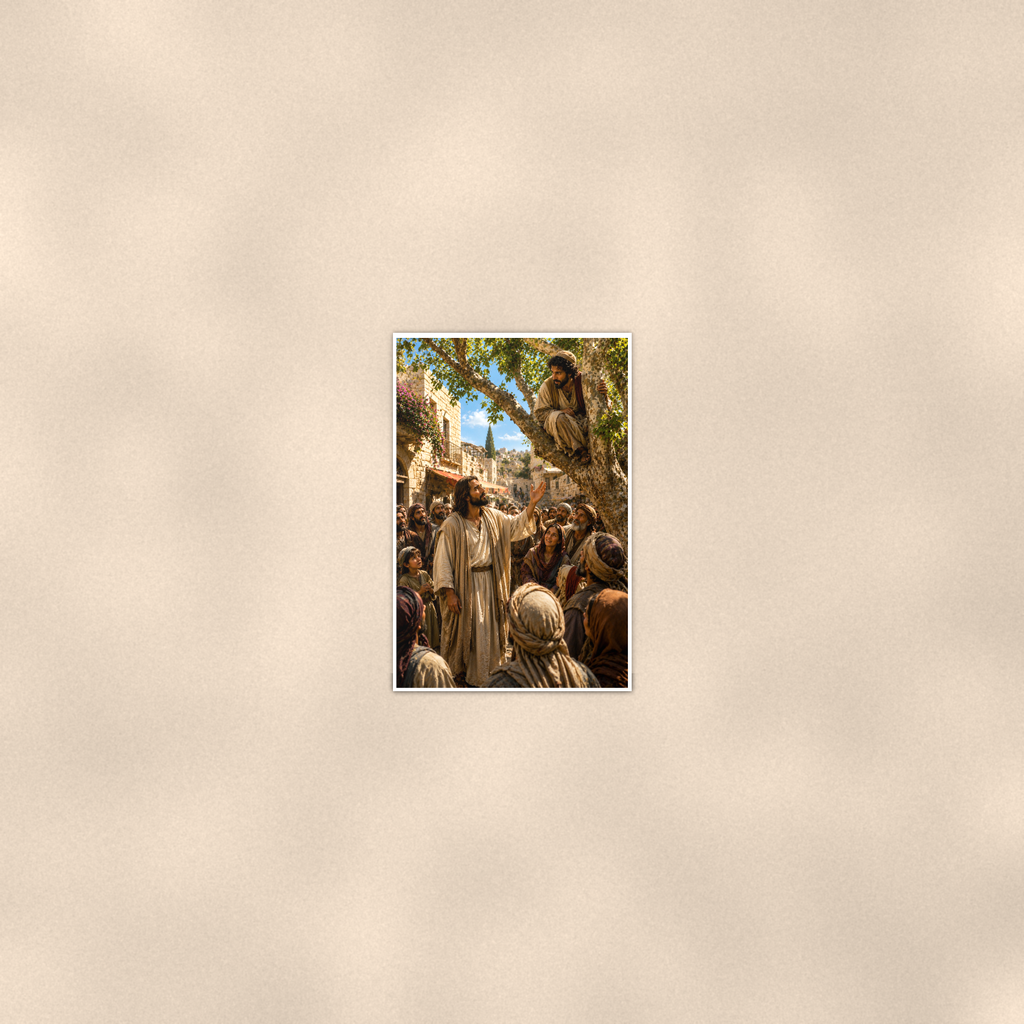 Jesus Calling Zacchaeus From The Tree - Christian Poster 16x24 & 24x36 — Room display