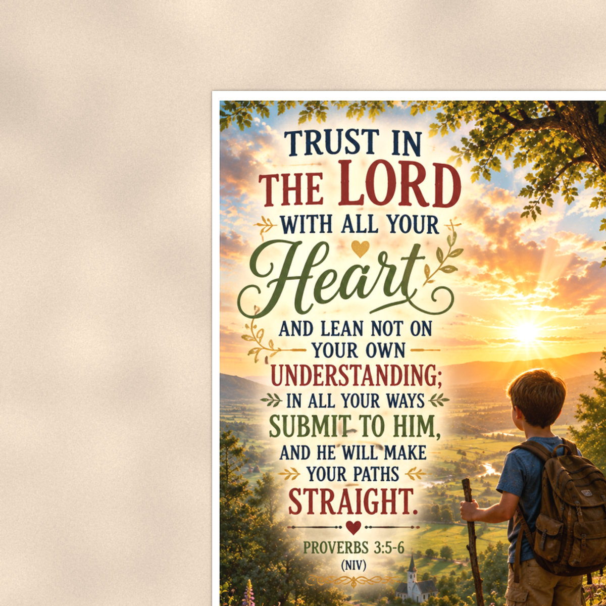 Trust In The Lord With All Your Heart - Proverbs 3:5-6, Christian Poster 16x24 & 24x36 — Context view