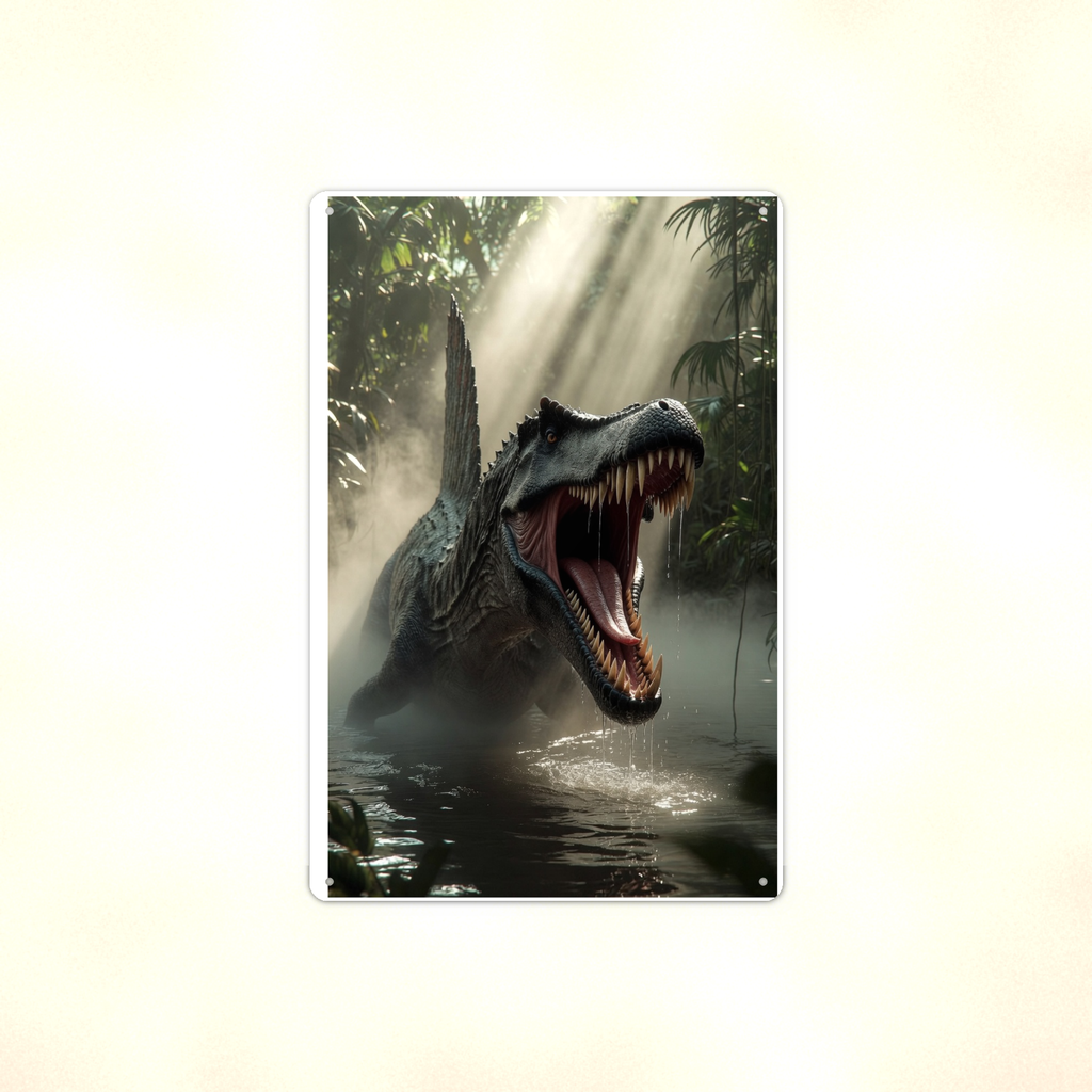 Spinosaurus Swamp Roar - Dinosaur Metal Sign 8x12 & 12x18, Aluminum Decor — Full product view