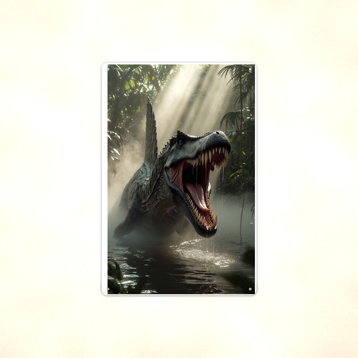Spinosaurus Swamp Roar - Dinosaur Metal Sign 8x12 & 12x18, Aluminum Decor — Full product view