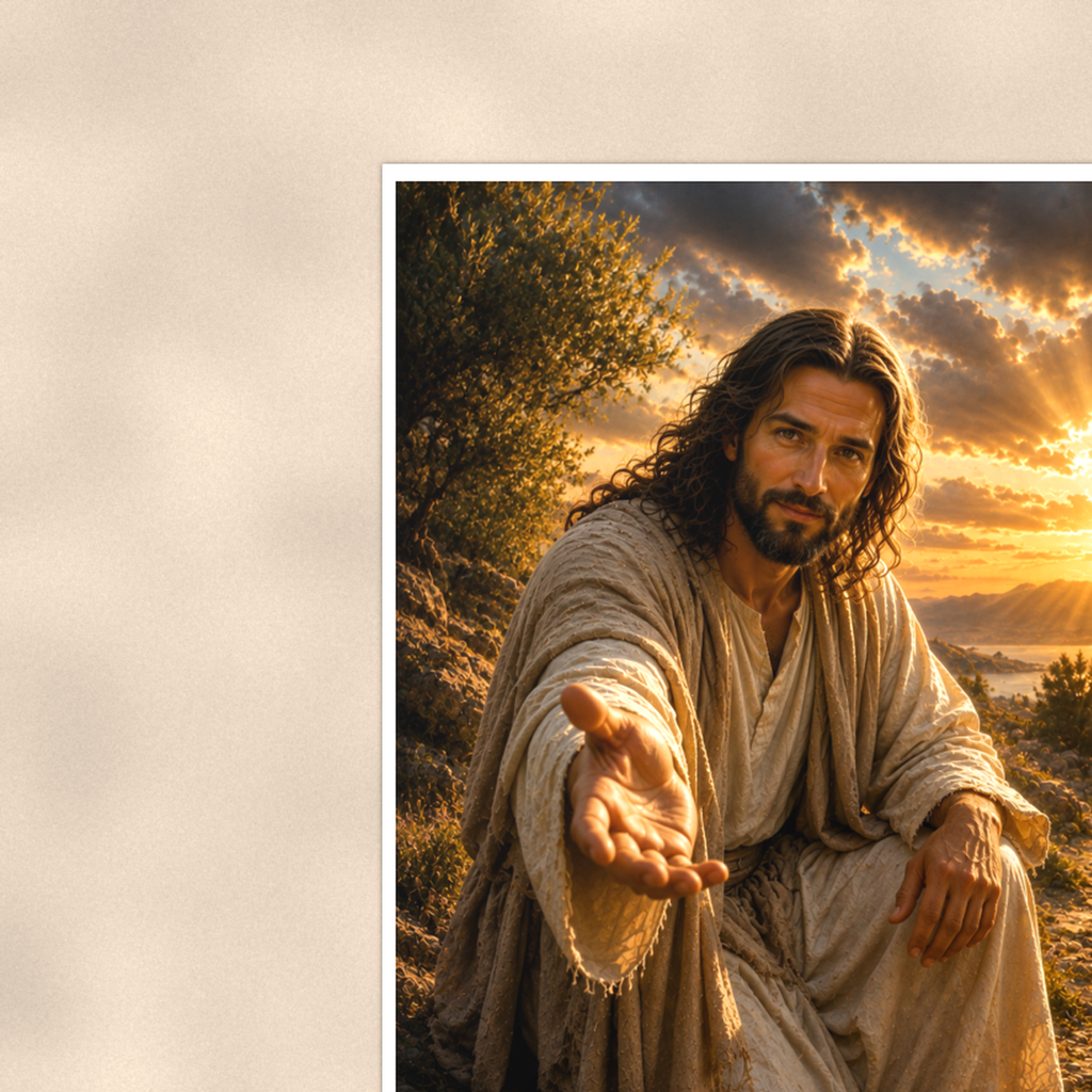 Jesus Reaching Out His Hand - Christian Poster 16x24 & 24x36 — Context view