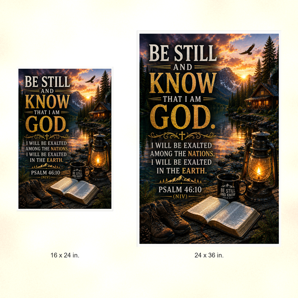 Poster size comparison: 16 x 24 inches and 24 x 36 inches, unframed.