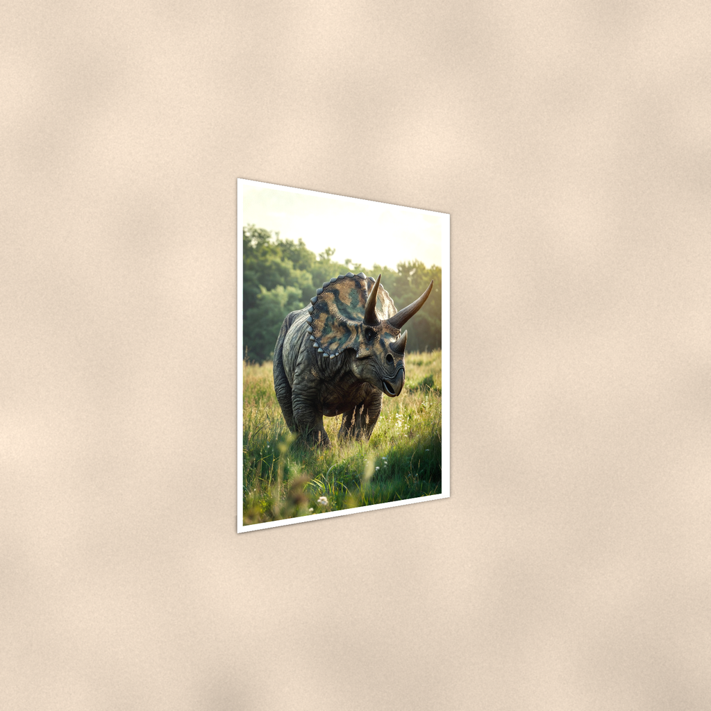 Triceratops Meadow Scene - Dinosaur Poster 16x24 & 24x36 — Alternate wall view