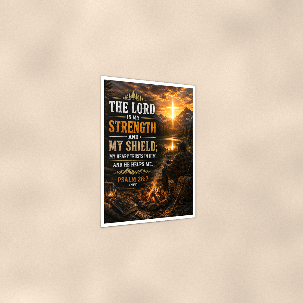 The Lord Is My Strength And Shield - Psalm 28:7, Christian Poster 16x24 & 24x36 — Print detail