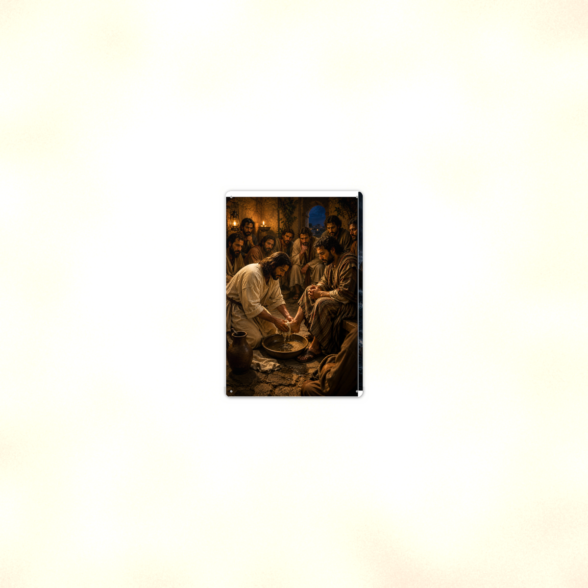 Jesus Washes A Disciple's Feet - Christian Metal Sign 8x12 & 12x18 — Room display