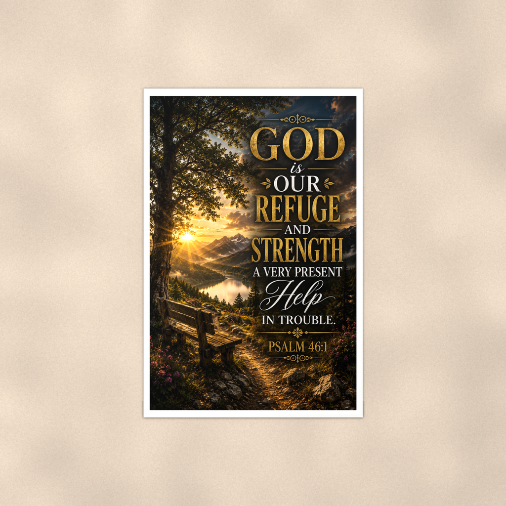 God Is Our Refuge And Strength - Psalm 46:1, Christian Poster 16x24 & 24x36 — Full product view