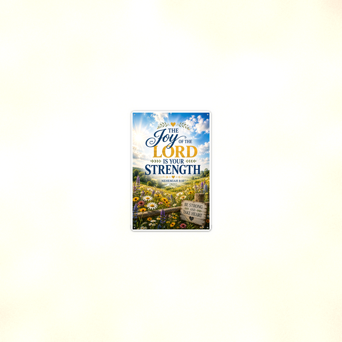 The Joy Of The Lord Is Your Strength - Nehemiah 8:10, Christian Metal Sign 8x12 & 12x18 — Room display