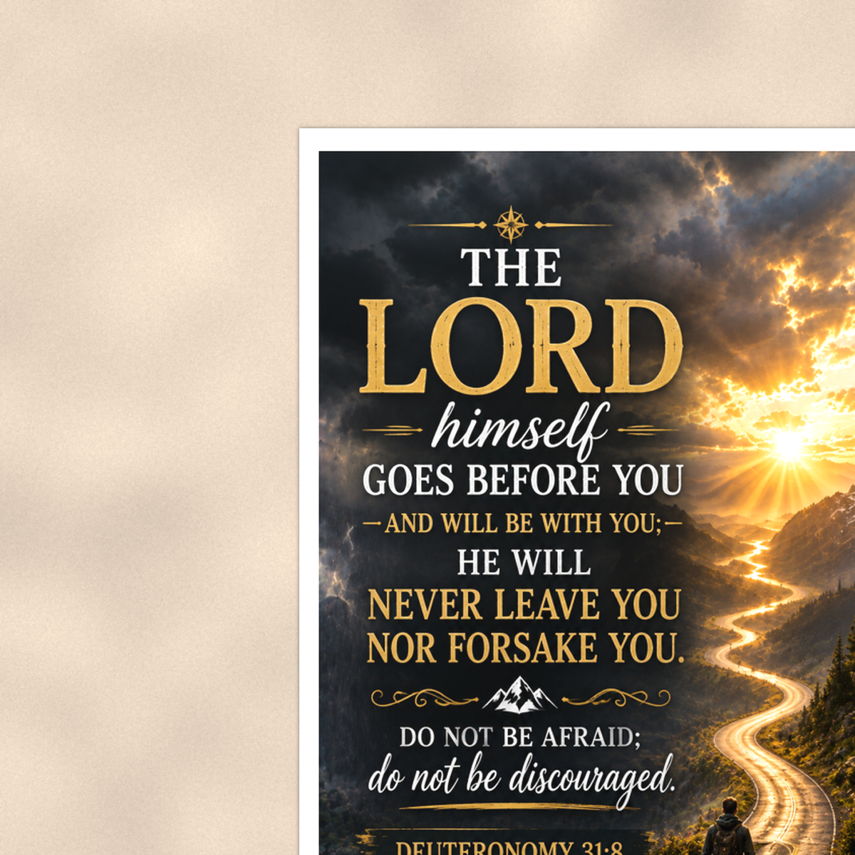 The Lord Himself Goes Before You - Deuteronomy 31:8, Christian Poster 16x24 & 24x36 — Context view