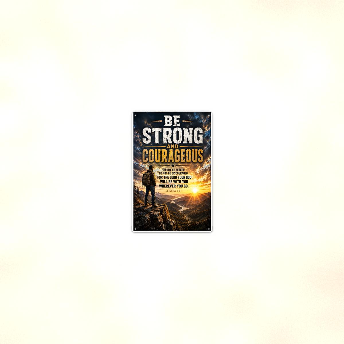 Be Strong And Courageous, Do Not Fear - Joshua 1:9, Christian Metal Sign 8x12 & 12x18 — Room display