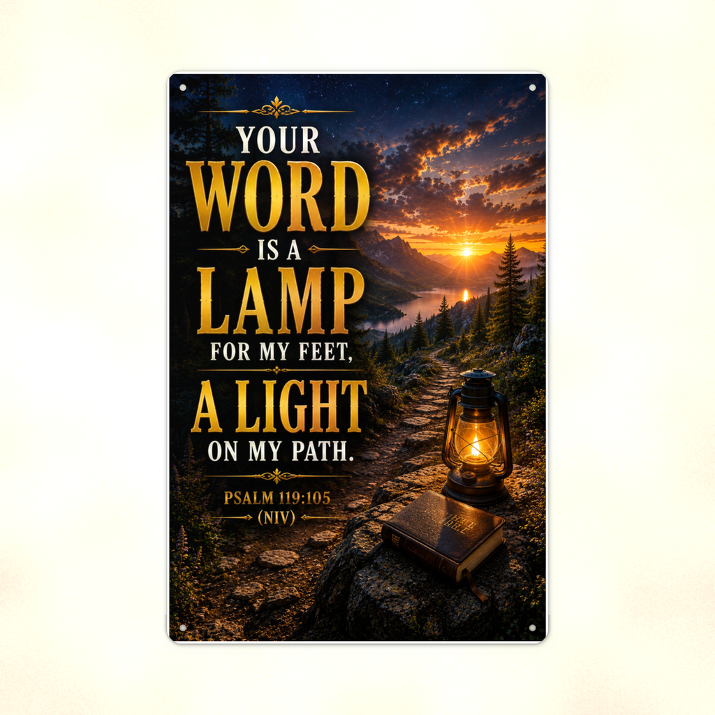 Your Word Is A Lamp For My Feet - Psalm 119:105, Christian Metal Sign 8x12 & 12x18 — Print detail