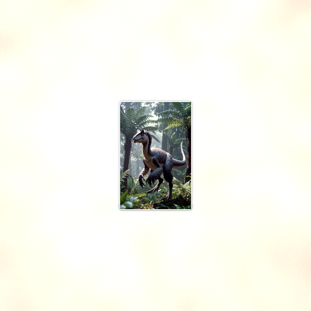 Feathered Raptor Jungle Scene - Dinosaur Metal Sign 8x12 & 12x18 — Room display