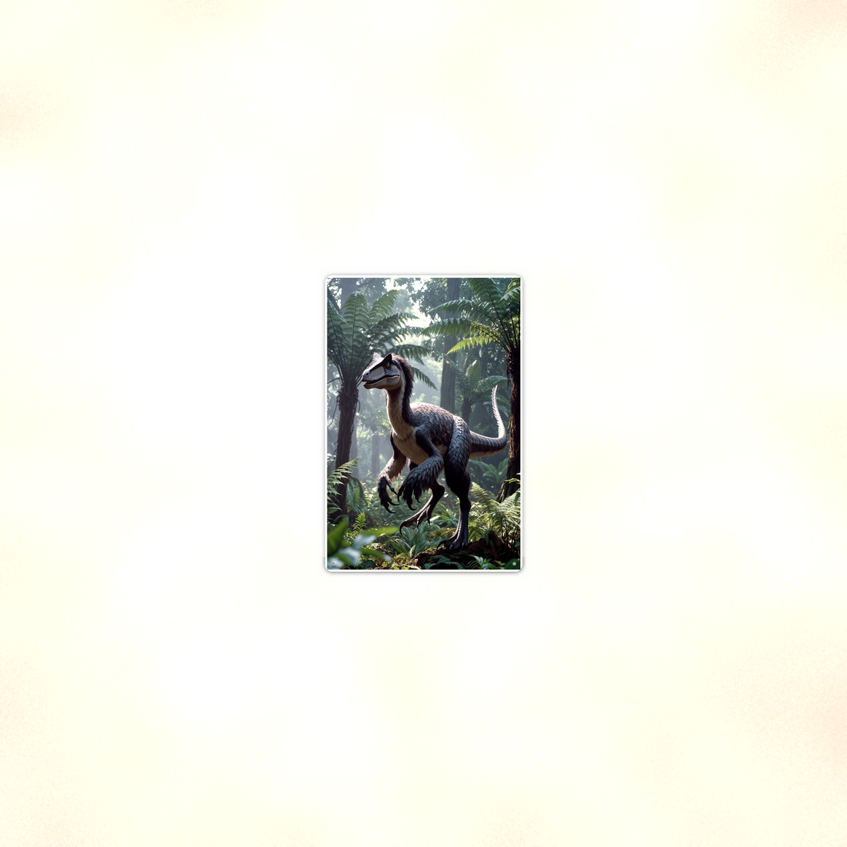 Feathered Raptor Jungle Scene - Dinosaur Metal Sign 8x12 & 12x18 — Room display