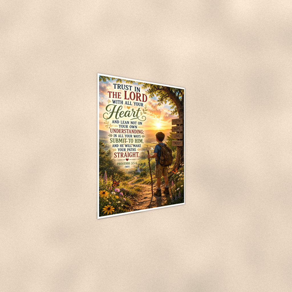 Trust In The Lord With All Your Heart - Proverbs 3:5-6, Christian Poster 16x24 & 24x36 — Alternate wall view