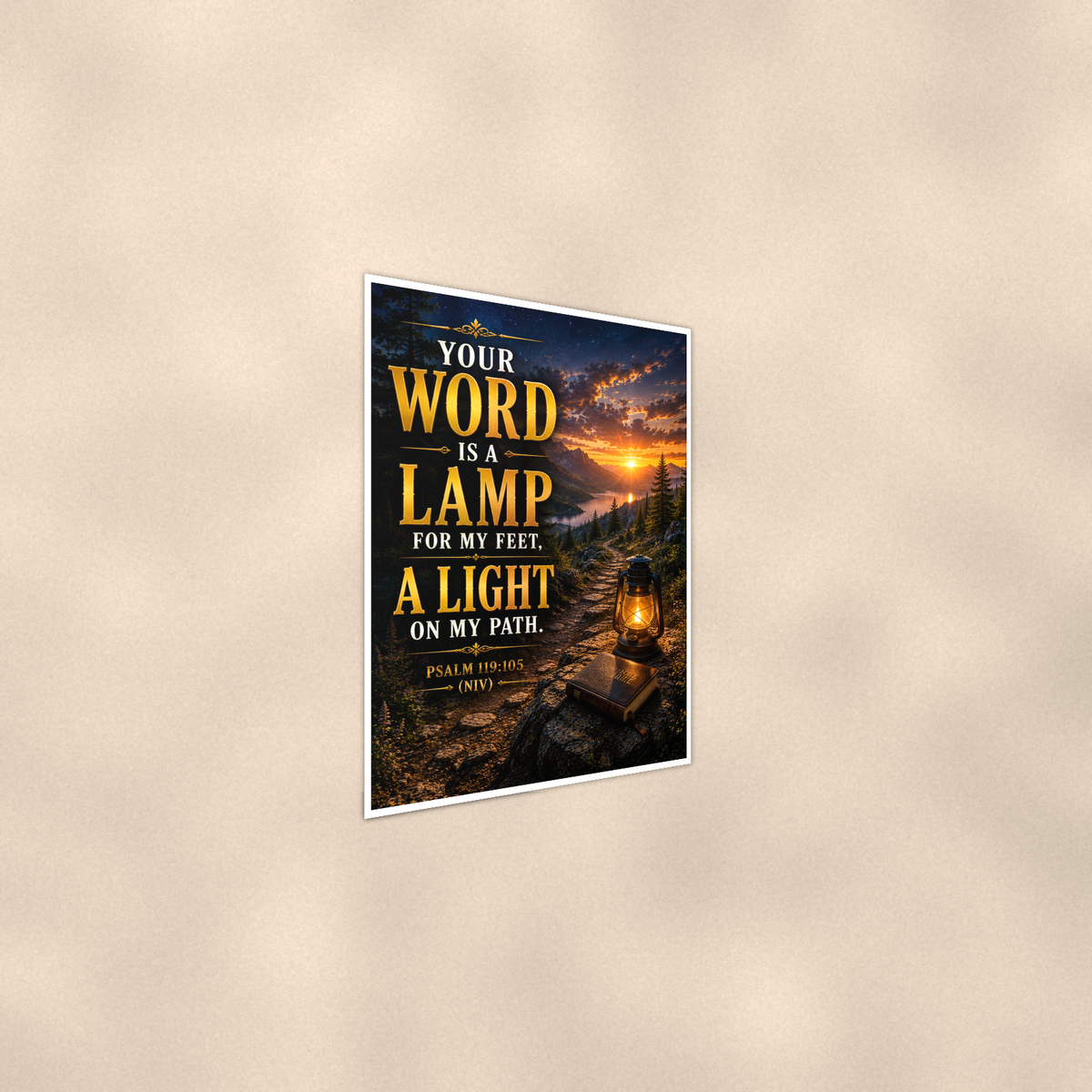 Your Word Is A Lamp For My Feet - Psalm 119:105, Christian Poster 16x24 & 24x36 — Alternate wall view