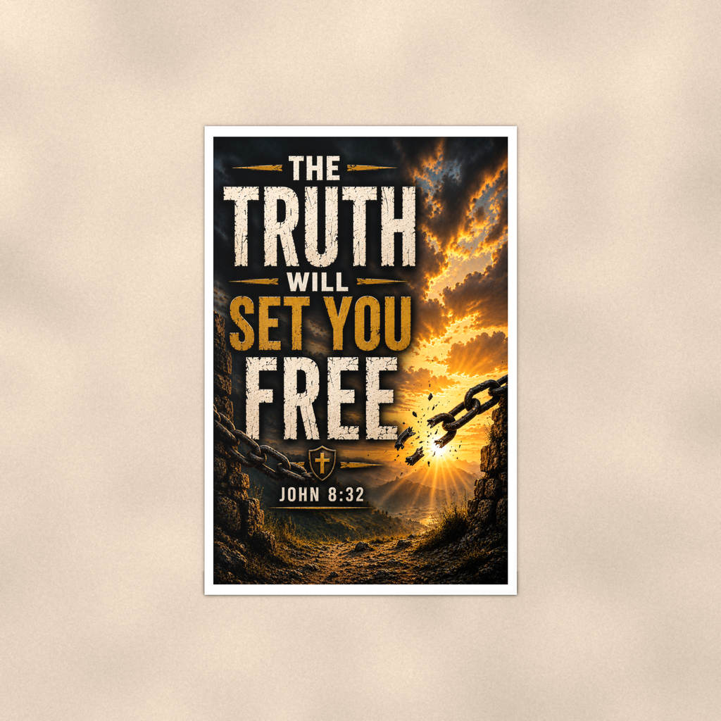 The Truth Will Set You Free - John 8:32, Christian Poster 16x24 & 24x36 — Full product view