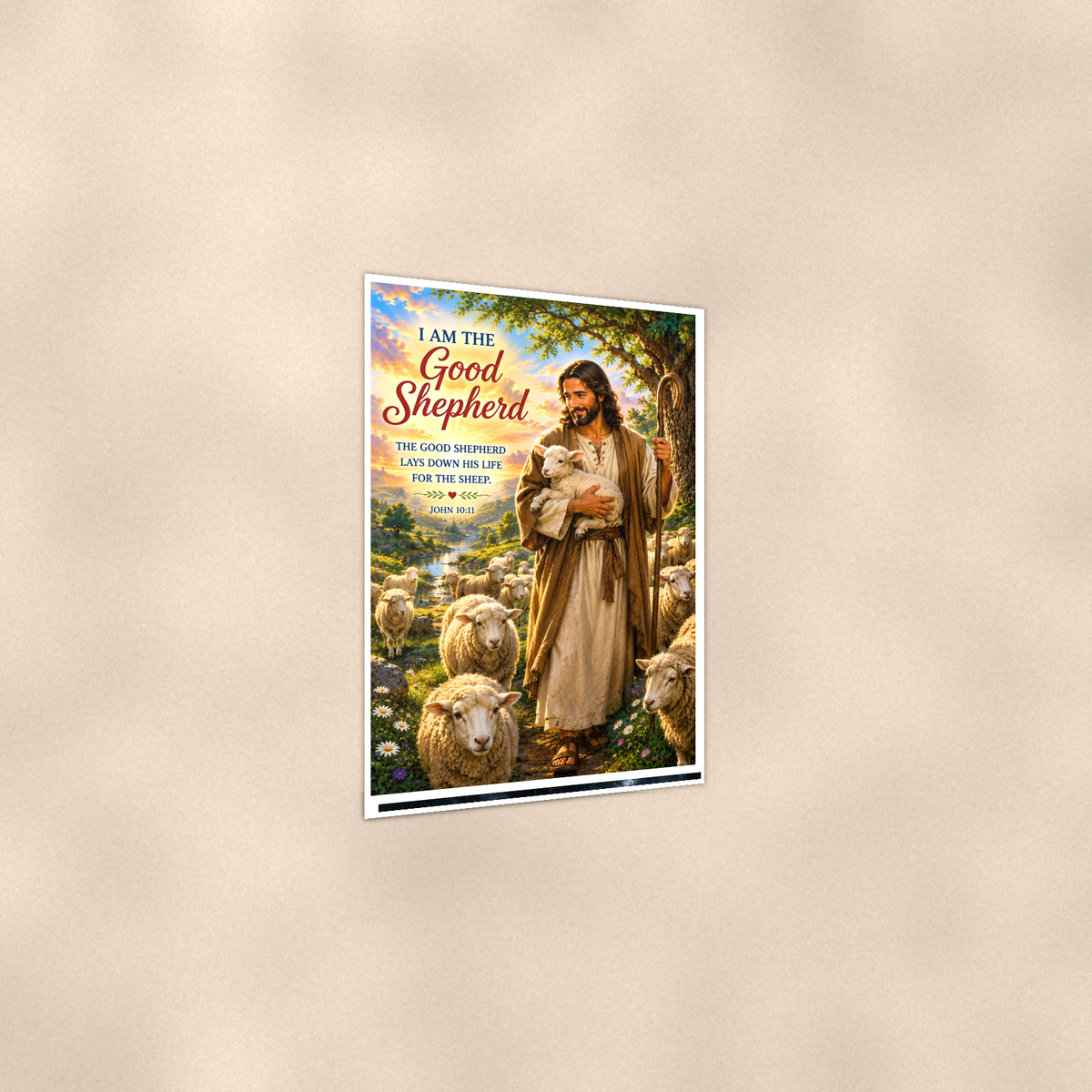 I Am The Good Shepherd - John 10:11, Christian Poster 16x24 & 24x36 — Print detail