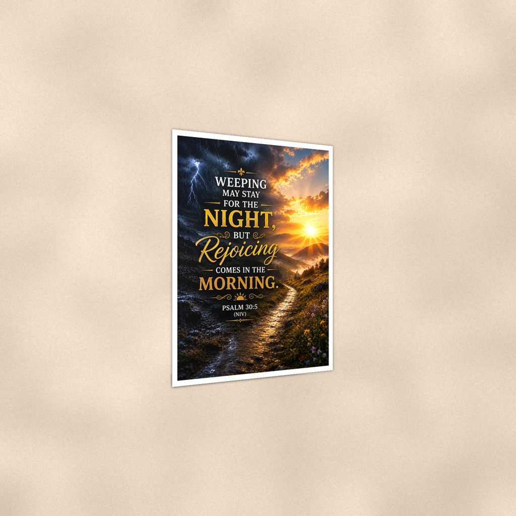 Weeping May Stay, But Rejoicing Comes In The Morning - Psalm 30:5, Christian Poster 16x24 & 24x36 — Print detail