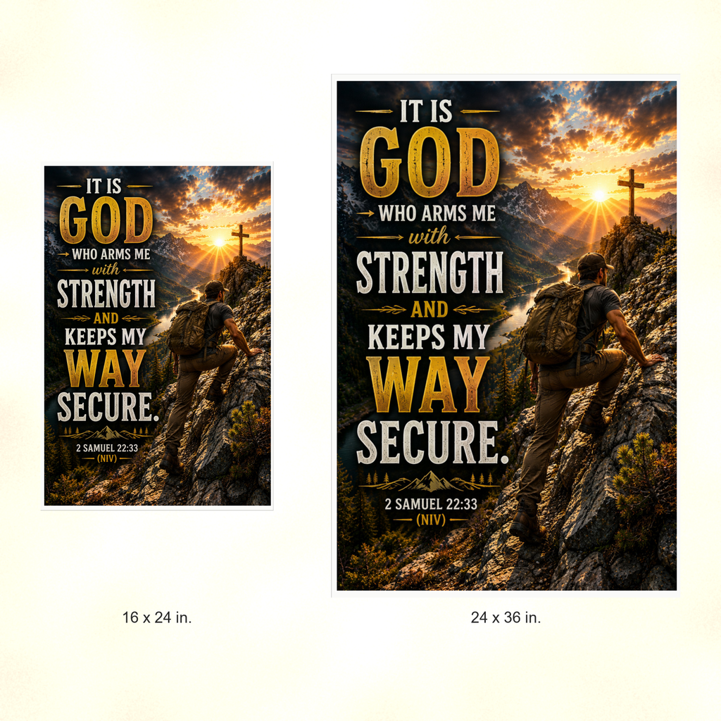 Poster size comparison: 16 x 24 inches and 24 x 36 inches, unframed.