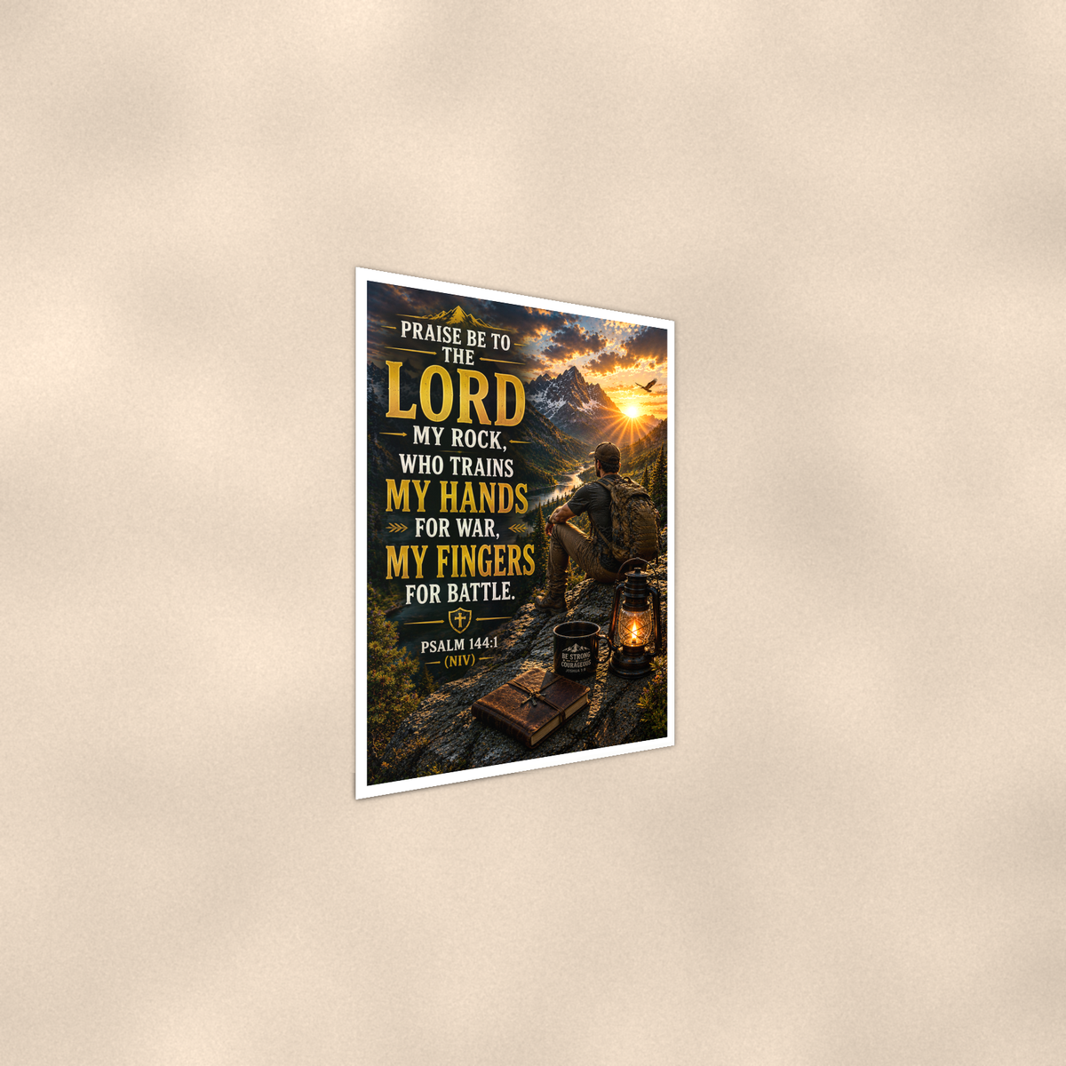 Praise Be To The Lord My Rock - Psalm 144:1, Christian Poster 16x24 & 24x36 — Alternate wall view