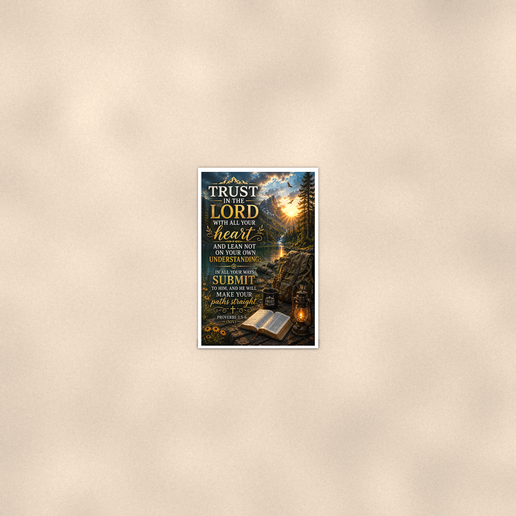 Trust In The Lord Mountain Lake Camp - Proverbs 3:5-6, Christian Poster 16x24 & 24x36 — Room display