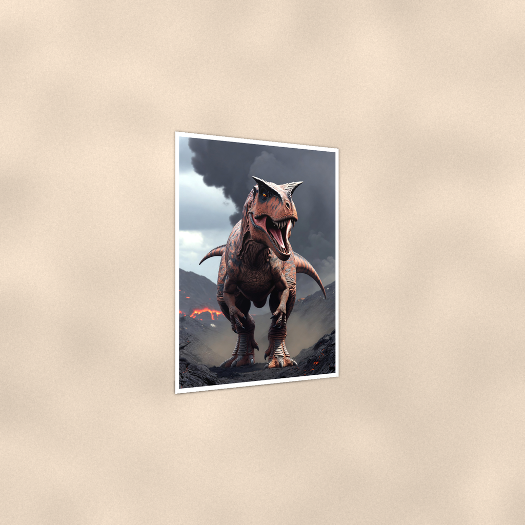 Carnotaurus Volcano Scene - Dinosaur Poster 16x24 & 24x36 — Print detail