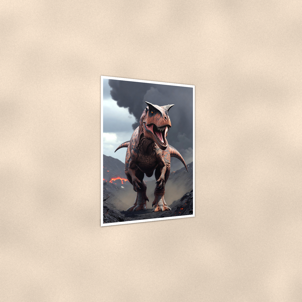 Carnotaurus Volcano Scene - Dinosaur Poster 16x24 & 24x36 — Print detail