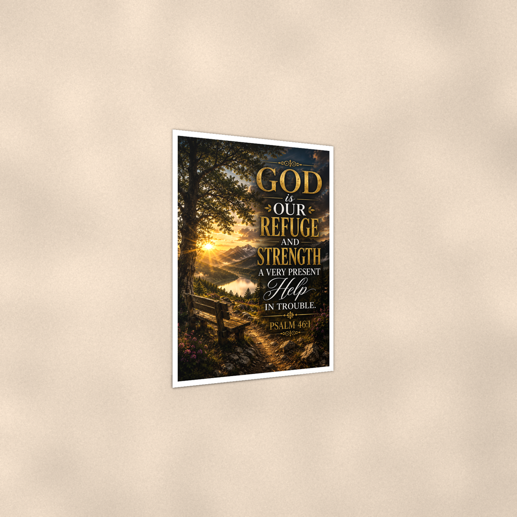 God Is Our Refuge And Strength - Psalm 46:1, Christian Poster 16x24 & 24x36 — Print detail