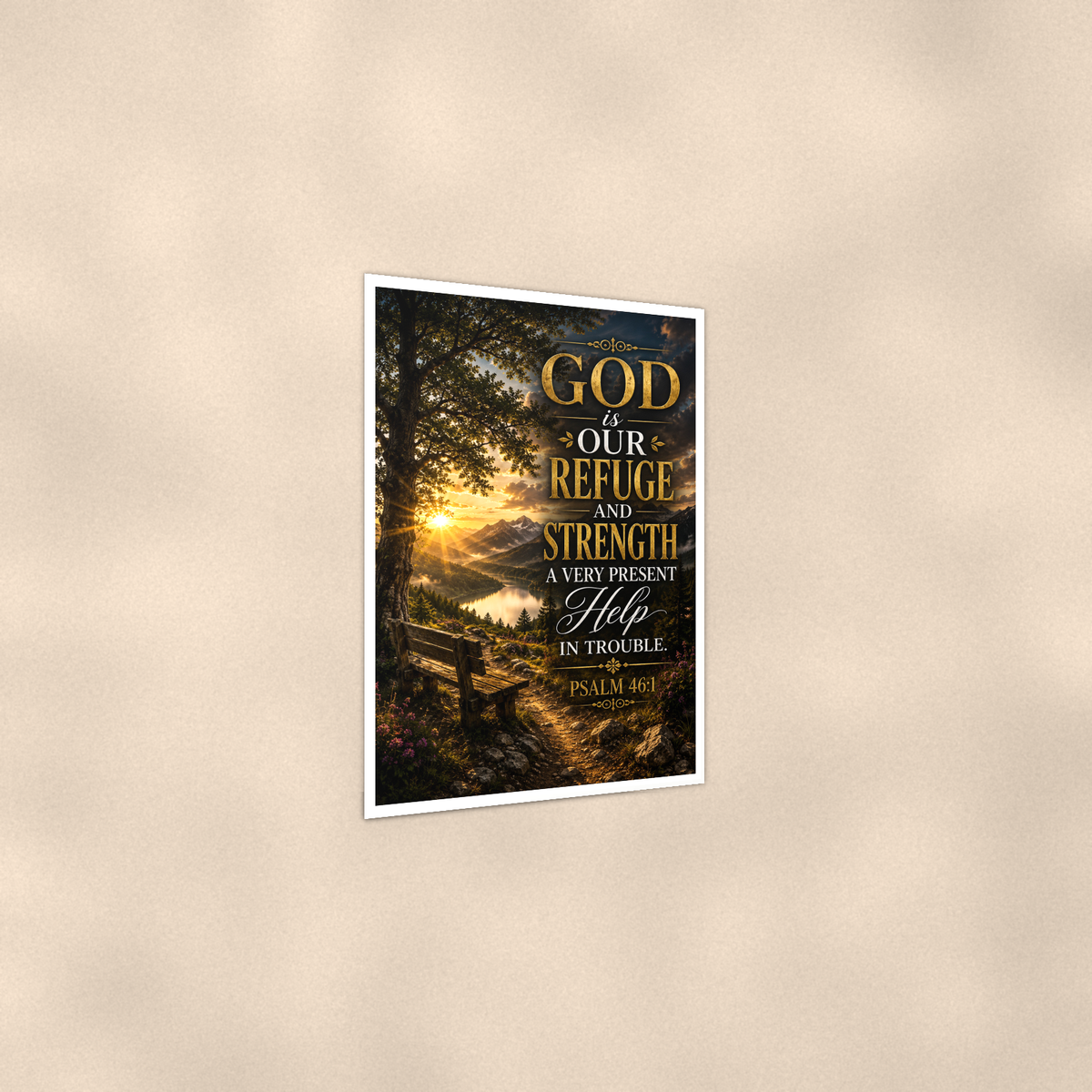 God Is Our Refuge And Strength - Psalm 46:1, Christian Poster 16x24 & 24x36 — Print detail