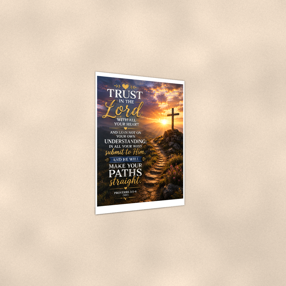 Trust In The Lord Lean Not On Understanding - Proverbs 3:5-6, Christian Poster 16x24 & 24x36 — Print detail