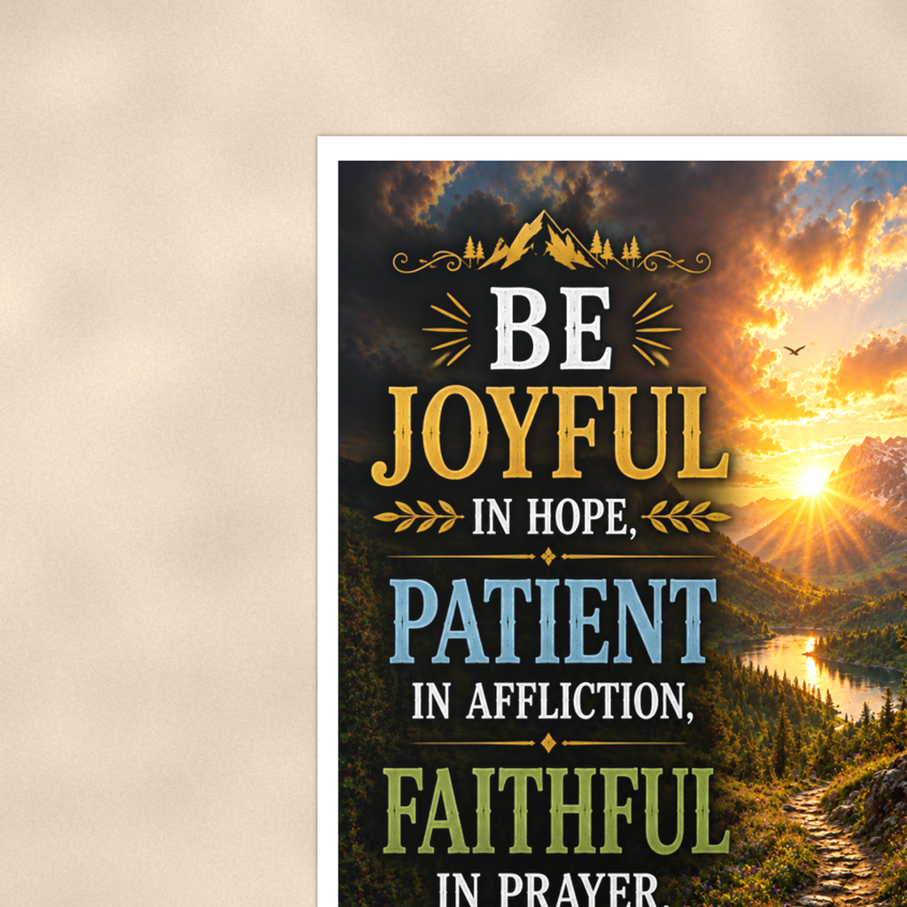Be Joyful In Hope Patient In Affliction - Christian Poster 16x24 & 24x36 — Context view