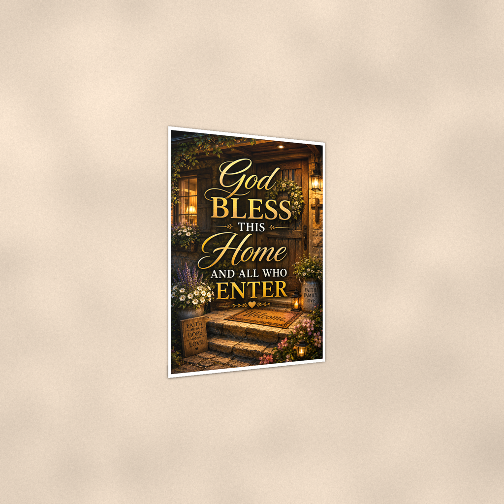 God Bless This Home And All Who Enter - Christian Poster 16x24 & 24x36 — Print detail