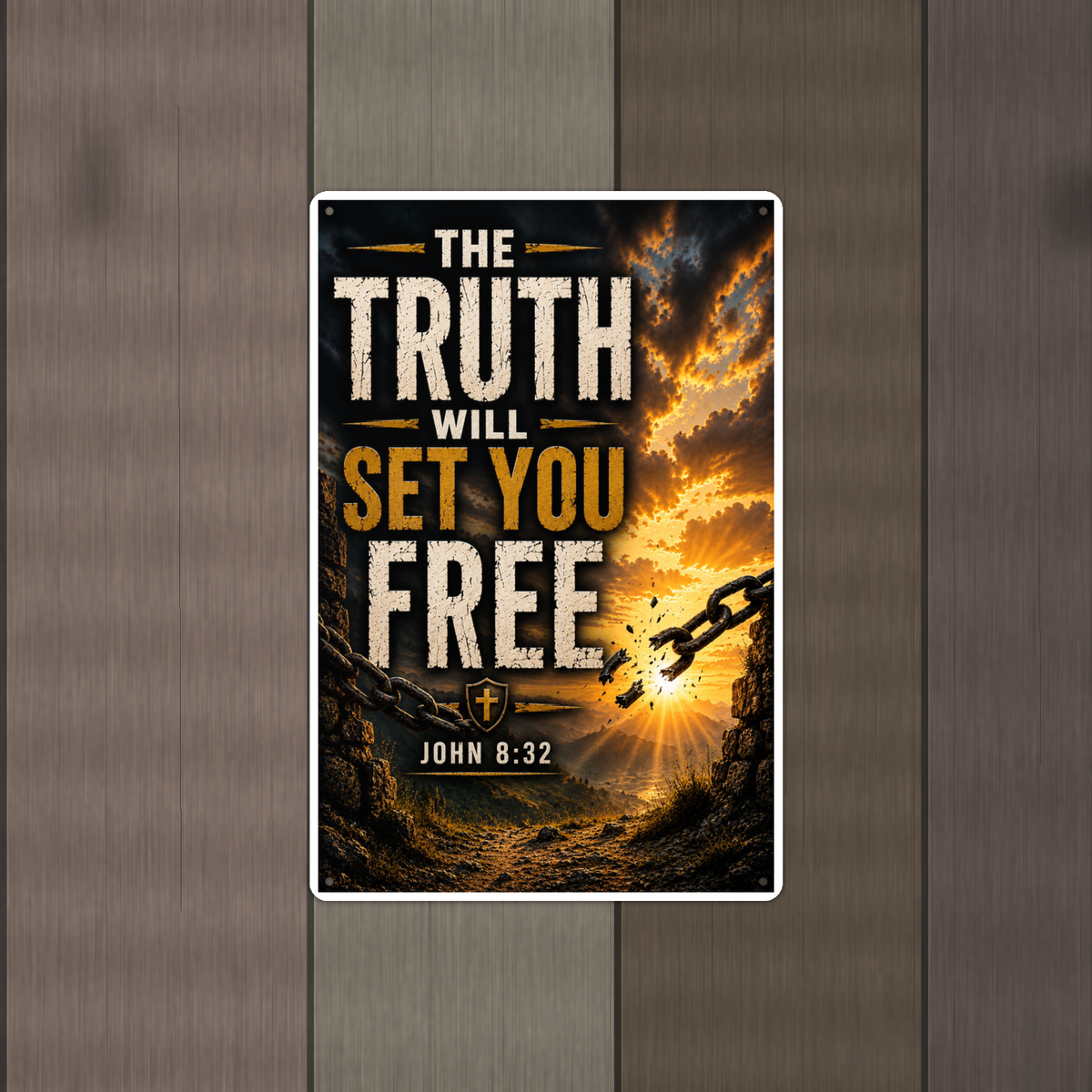 The Truth Will Set You Free - John 8:32, Christian Metal Sign 8x12 & 12x18 — Alternate wall view